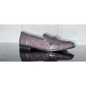 Stacy Adams Sabola Mens Snakeskin Casual Dress Tassel Loafers Size 15 WIDE Gray